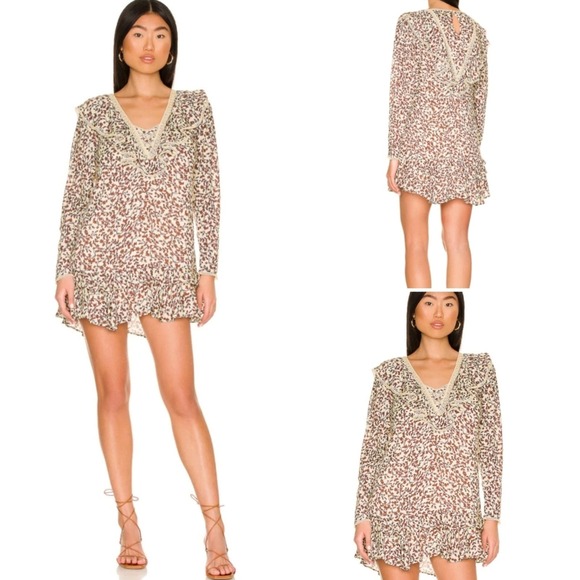 Tularosa Alicia Mini Dress Priya Camel Floral Size M - Picture 12 of 12